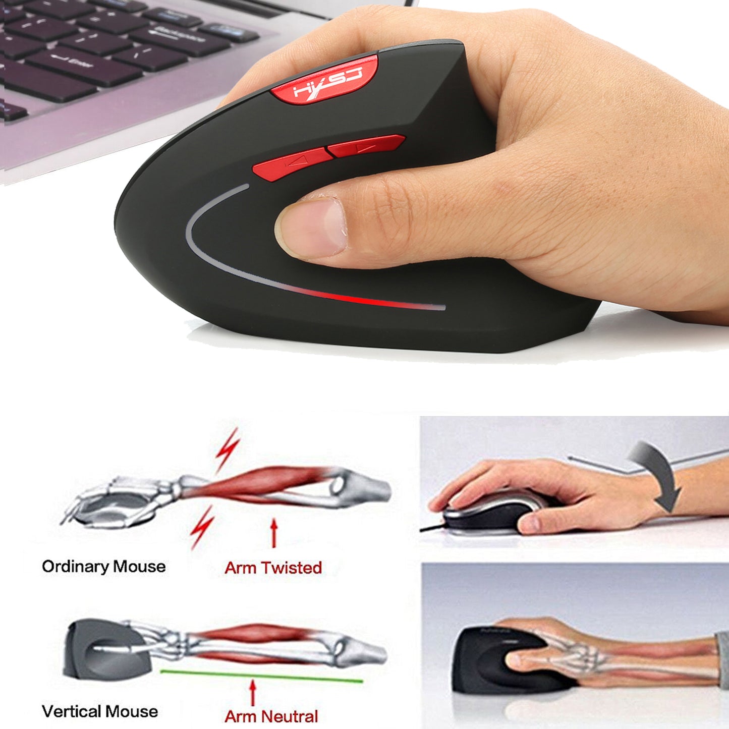 HXSJ T24 2.4G Vertical Healthy Wireless Mouse