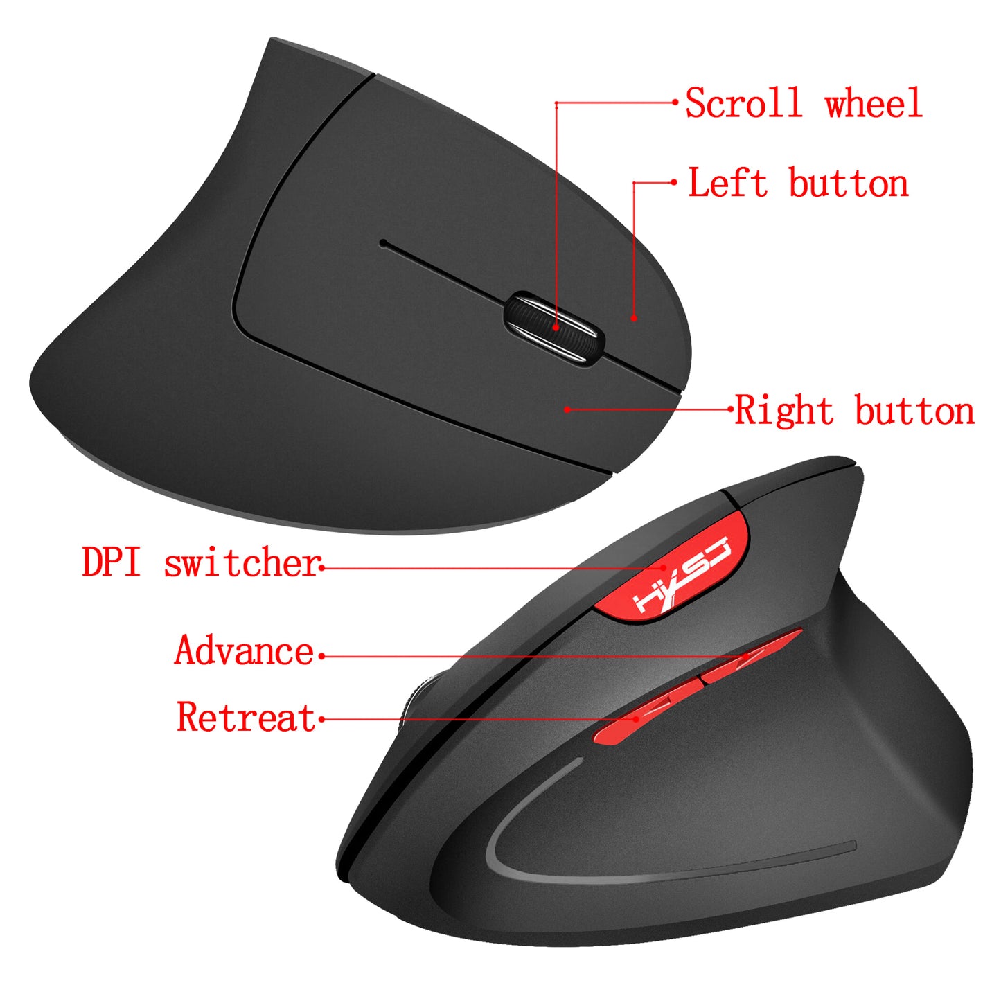 HXSJ T24 2.4G Vertical Healthy Wireless Mouse