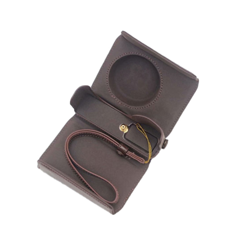 Detachable Battery Opening Design PU Leather Camera Bag Protective Cover with Hand Strap for Ricoh GR III