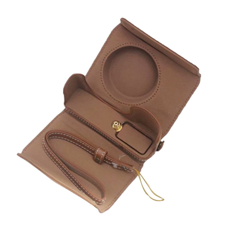 Detachable Battery Opening Design PU Leather Camera Bag Protective Cover with Hand Strap for Ricoh GR III