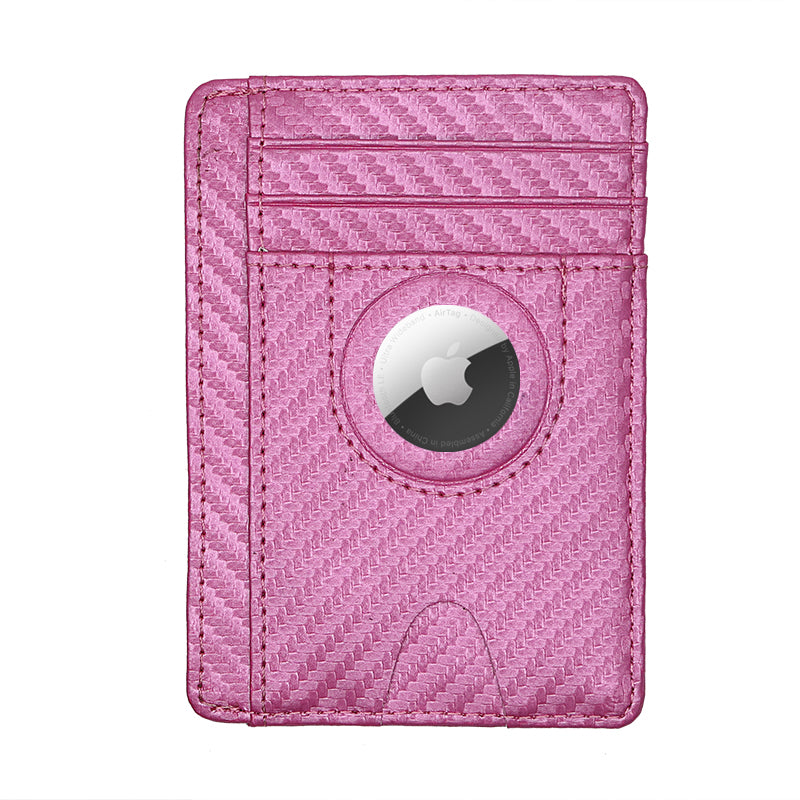Carbon Fiber Texture Minimalist Wallet Card Holder 2 in 1 Portable Slim Case for AirTag