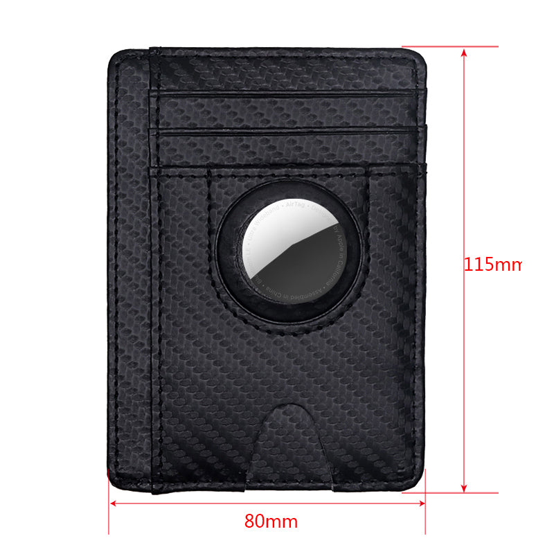 Carbon Fiber Texture Minimalist Wallet Card Holder 2 in 1 Portable Slim Case for AirTag