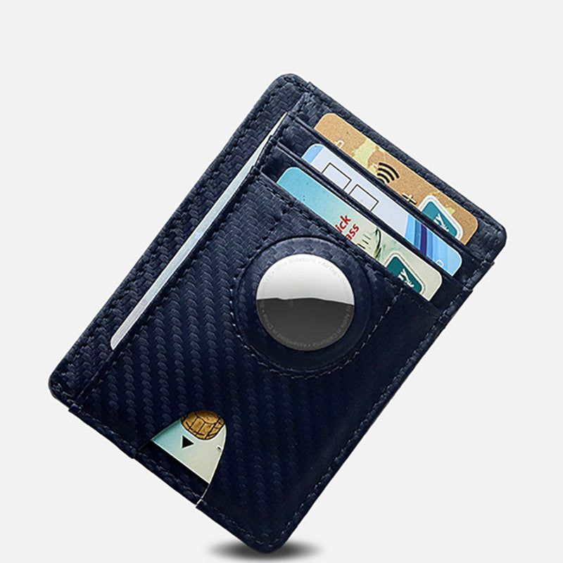 Carbon Fiber Texture Minimalist Wallet Card Holder 2 in 1 Portable Slim Case for AirTag