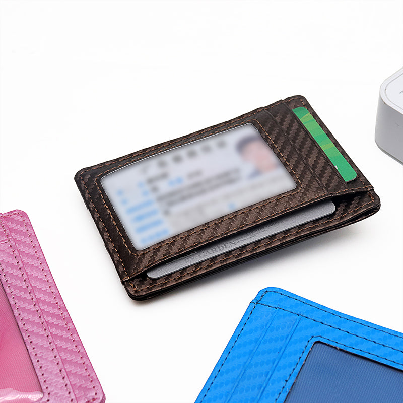 Carbon Fiber Texture Minimalist Wallet Card Holder 2 in 1 Portable Slim Case for AirTag