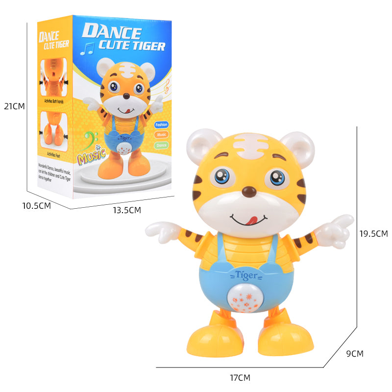 0881 Children Electric Dancing Toys Cartoon Cute Tiger Walking Robot with Light Music Fun Early Educational Toys