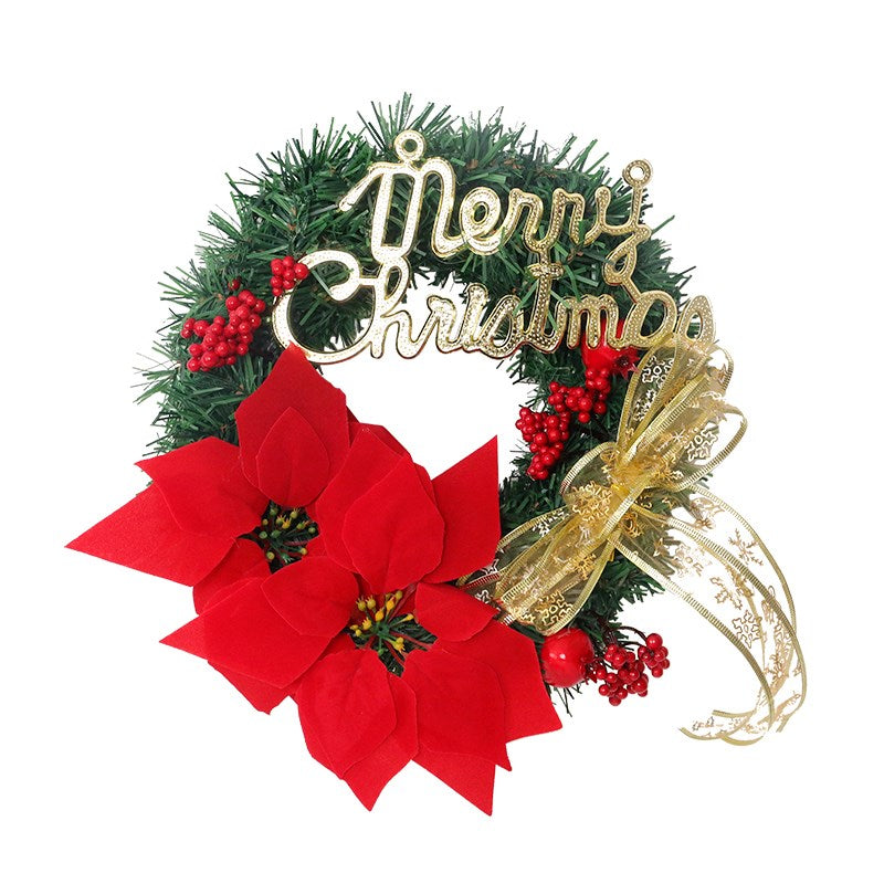 Merry Christmas Tree Wreath Xmas Red Flower Garland for Shopping Mall Hotel Decor