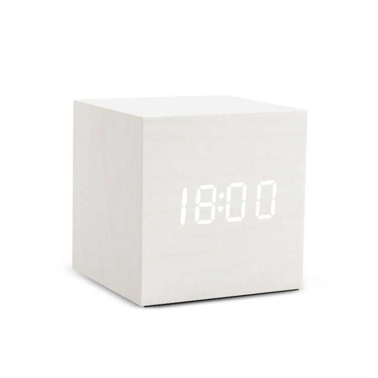 Digital Alarm Clock Wooden Electronic LED Voice Actived Temperature Display Desk Clock