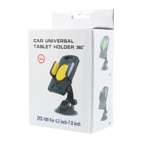 Black Universal 360 Rotation Car Holder Stand for 4.3-7.8 inch Smartphones Tablet, width: 58-125mm