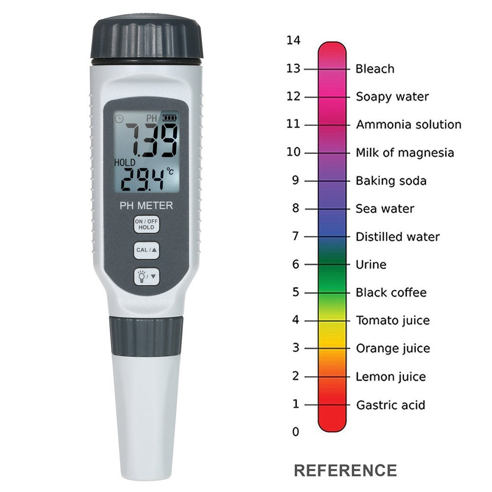 SMART SENSOR Professional pH Water Quality Tester High Precision Portable Pen Type pH Meter Acidometer for Aquarium Acidimeter pH Tester Measure Household Drinking Solution with ATC Auto Temperature Compensation Function and Backlight