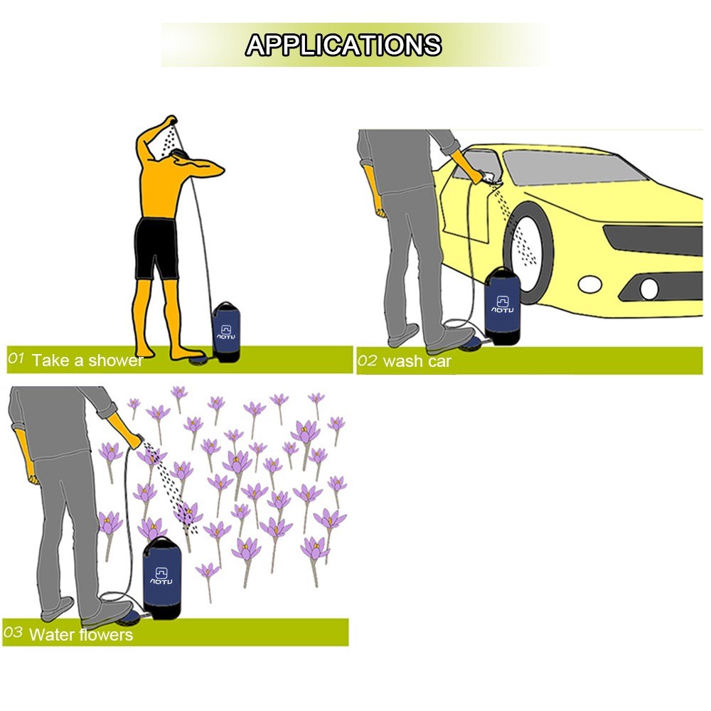 AOTU 11L Lightweight PVC Pressure Shower Inflatable Shower for Outdoor Camping Bathing