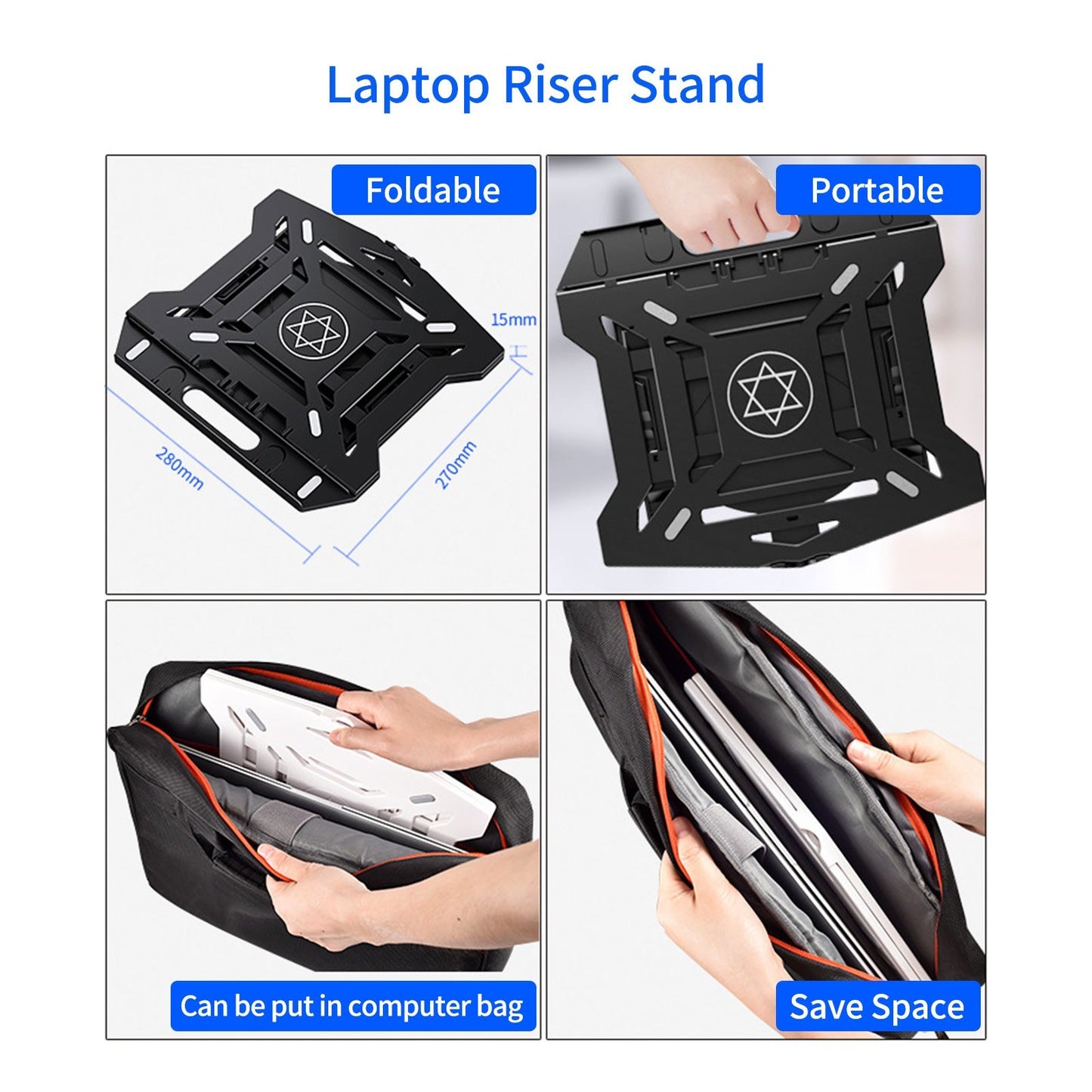 Portable Foldable Laptop Riser Stand Laptop Desktop Holder with Height Adjustment Ergonomic Computer Notebook Stand Bracket for Laptop Tablet within 10-15.6 Inches
