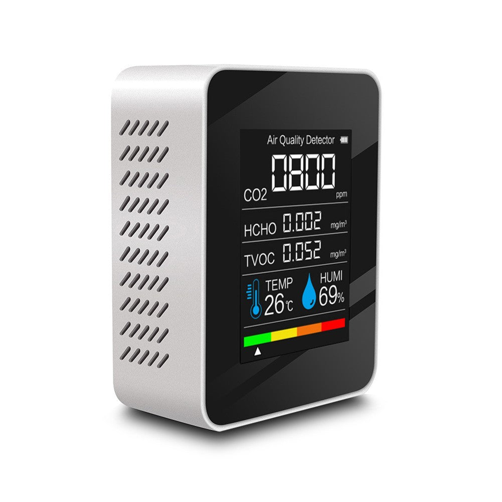 Household Air Quality Detector Multifunctional CO2 Tester Air Quality Monitor with Carbon Dioxide TVOC HCHO Value Electricity Quantity Temperature Humidity Display Function