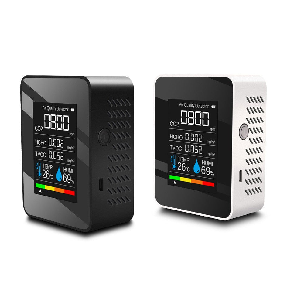 Household Air Quality Detector Multifunctional CO2 Tester Air Quality Monitor with Carbon Dioxide TVOC HCHO Value Electricity Quantity Temperature Humidity Display Function