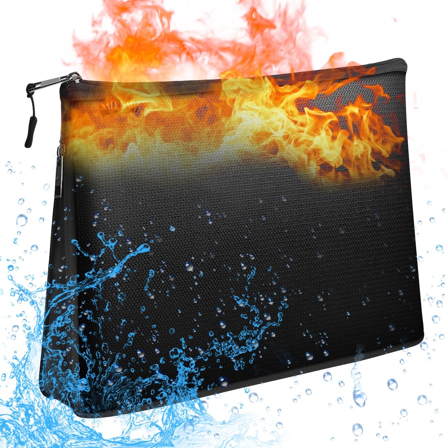 Fireproof Safe Money Bag Water Resistant Expandable Document Bag File Folder Storage Pouch Holder with Zipper Space for A4 File Documents Cash Jewelry Passport