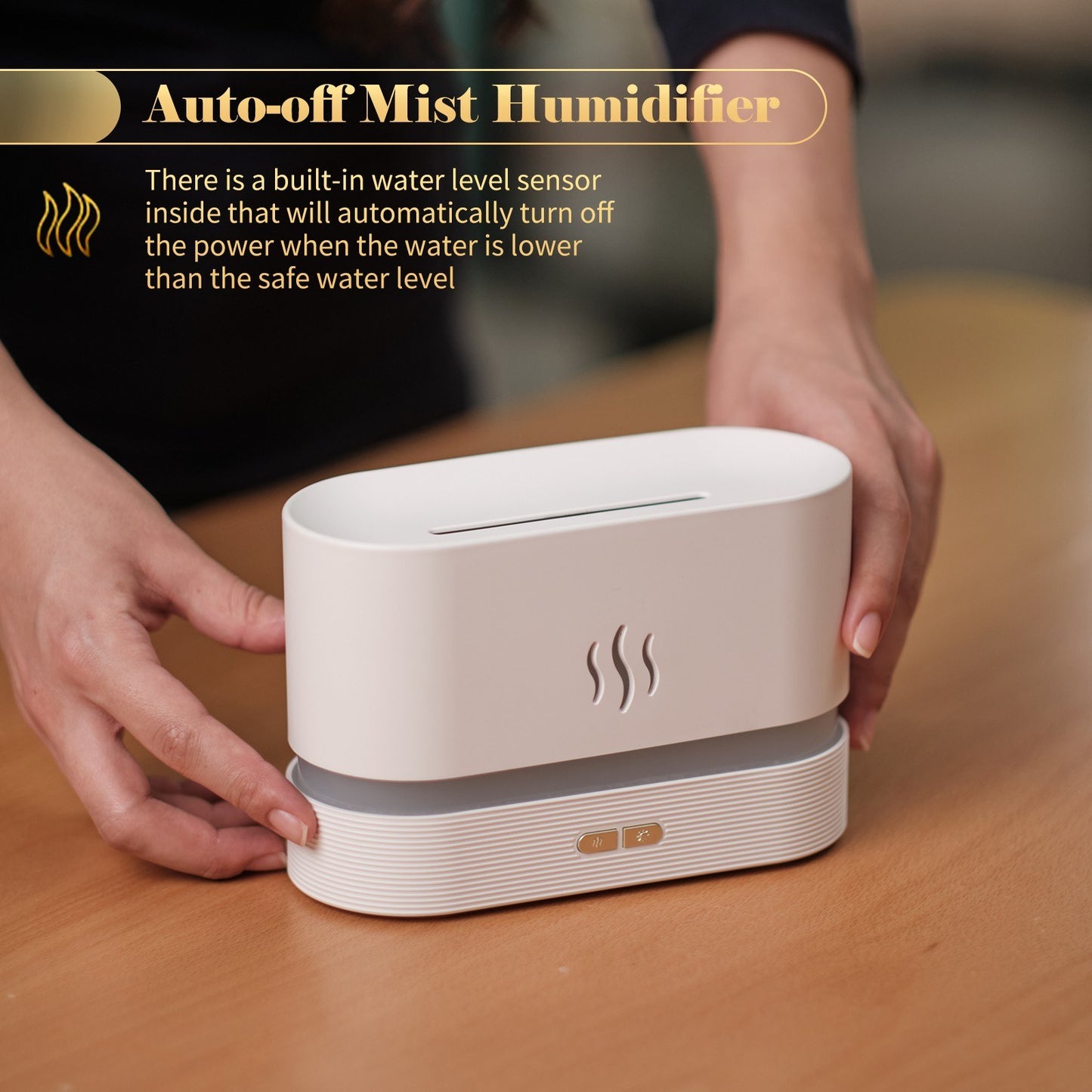 Simulation Flame Mist Humidifier Essential Oil Diffuser USB Plug-in 2 Brightness Night Light Quiet Cool Desktop Air Freshener Fake Fire Mist Maker