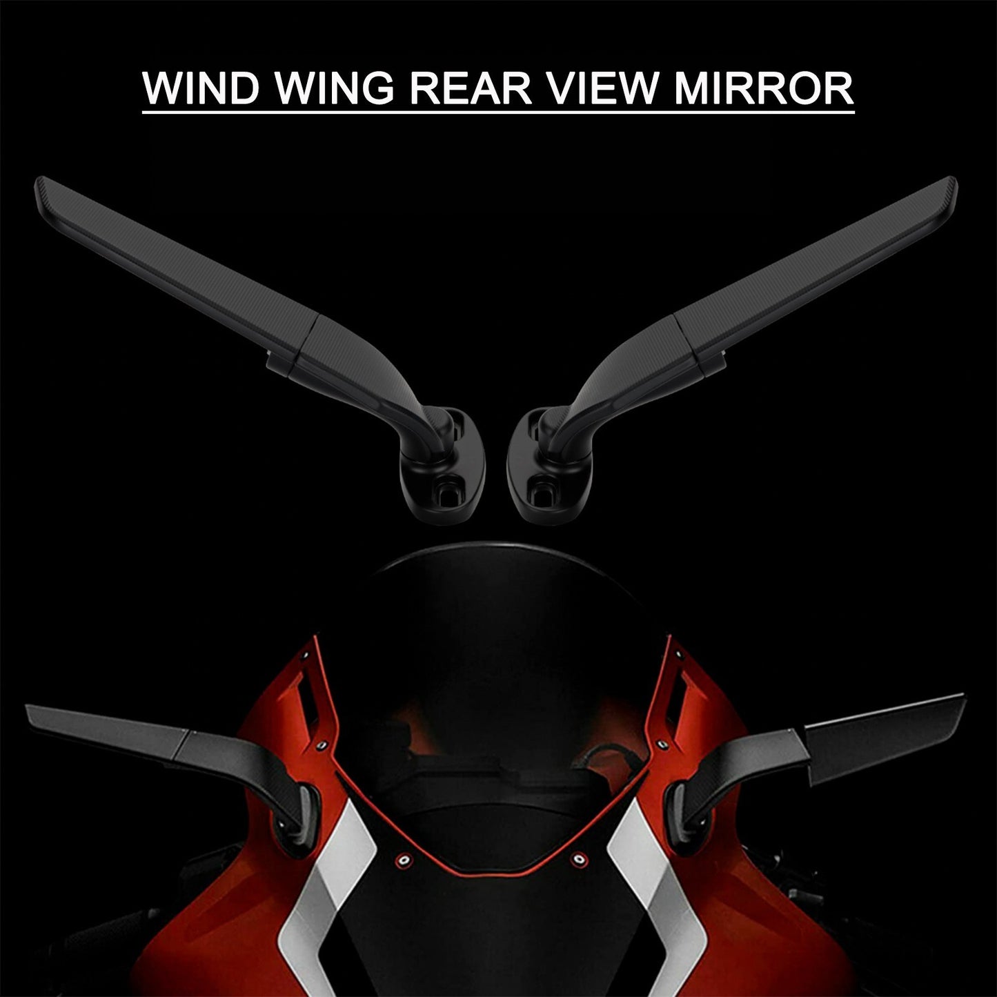 1 Pair of Durable Motorcycle Modification Universal Wind Wing Rear View Mirrors Sturdy Adjustable Die-cast Aluminium Alloy Wind Wing Rear View Mirror