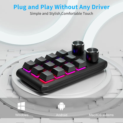 Bluetooth Wireless Gaming Programmable Keyboard One-Hand Operation 12 Keys 2 Knobs Mechanical Keypad with LED Lighting