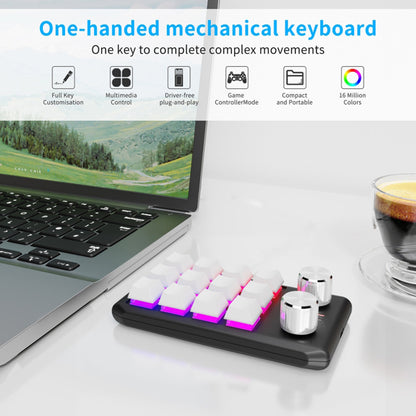 Bluetooth Wireless Gaming Programmable Keyboard One-Hand Operation 12 Keys 2 Knobs Mechanical Keypad with LED Lighting