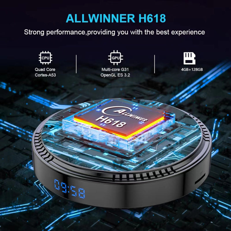 HK1 RBOX-H8-H618 4GB+128GB Set-top Box Android 12 TV Box Support 6K Video Decoding