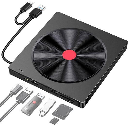 052 Multifunction DVD-RW Recorder PC External Optical Drive USB + Type-C DVD Burner Readable SD / TF Card