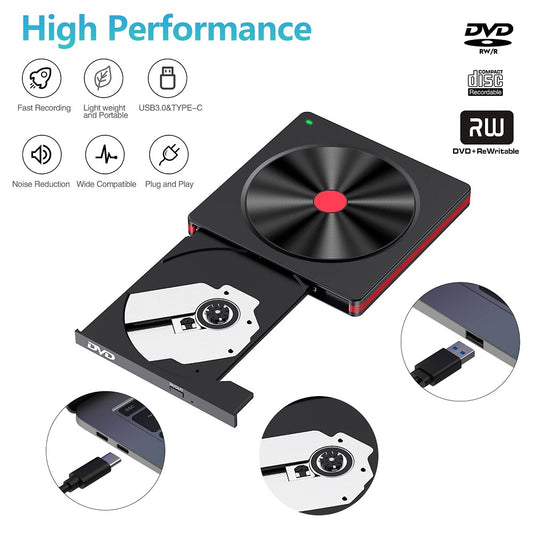 048 Portable DVD-RW External USB Optical Drive Laptop DVD Burner Desktop Integrate Type-C Optical Drive