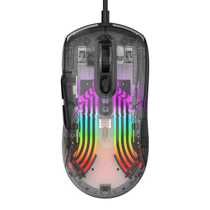 XUNFOX XYH10 USB Wired Transparent Mouse 6-Speed DPI 7 Keys Gaming Mouse with RGB Light for PC  /  Laptop