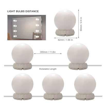 LED Vanity Lights for Mirror 10 Dimmable Bulbs Vanity Mirror Lights Kit 3 Color Modes USB Makeup Lights