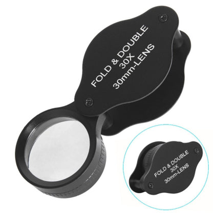 30mm Loupe Optical Glass Lens 30X Magnifier Jewelry Identification Folding Magnifying Glass