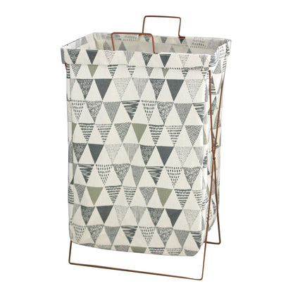 28L Iron Rack Foldable Laundry Basket Cotton Linen Dirty Clothes Hamper Washing Basket, Size S