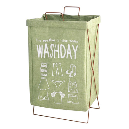 52L Foldable Laundry Basket Iron Rack Cotton Linen Dirty Clothes Storage Basket Hamper, Size L