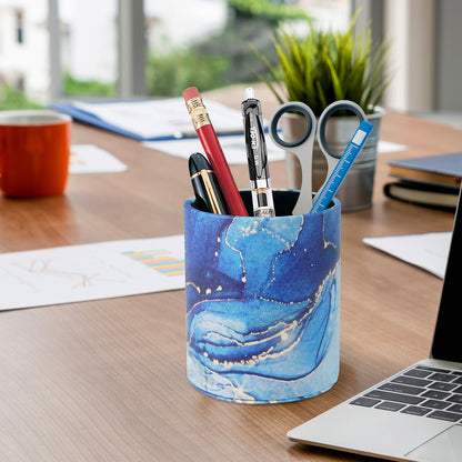 PU Leather + PVC Pen Holder Pencil Cup Makeup Brush Pen  Organizer School Office Desk Stationery