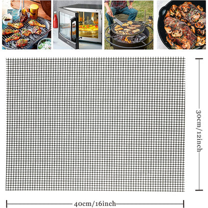3Pcs 30x40cm Fiberglass High Temperature Resistant Barbecue Mesh Mat Non-stick Grilled Fish Mesh Pad (No FDA Certification, BPA-free)