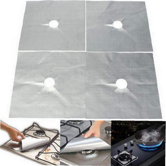 4PCS Non-Stick Gas Range Protectors Mats Fiberglass Cloth Oil-proof Covers Stove Burner Gas Stove Burner Liners