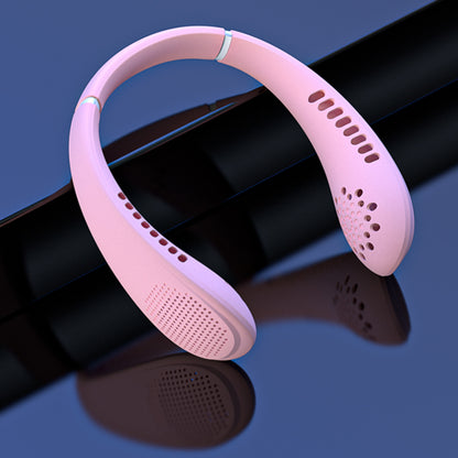 F1 Summer USB Charging Hanging Neck Cooling Fan Digital Display ABS Mini Bladeless Fan Cooler