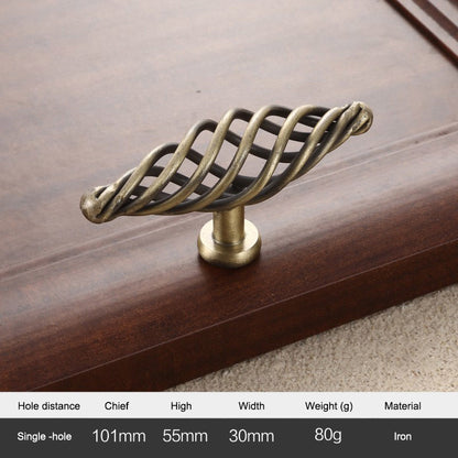 Iron Art Furniture Cabinet Handle Hollow Out Birdcage Design Drawer Wardrobe Door Puller, 22mm Screw