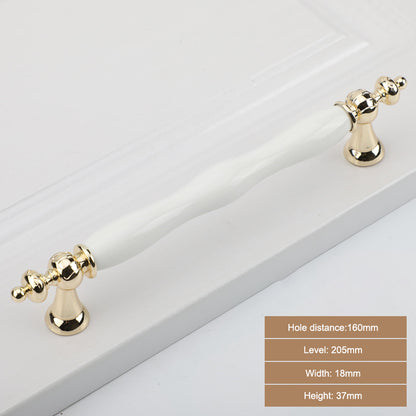 1112K Zinc Alloy + Ceramic European Furniture Pull Handle Cabinet Wardrobe Drawer Handle