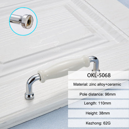 Zinc Alloy + Ceramic Door Pull Handle Cabinet Drawer Wardrobe Cupboard Furniture Handle Knob