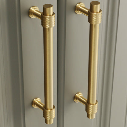 Copper Pull Handle Simple Decoration for Home Cabinet Closet Dresser Drawer 192mm Hole Distance, with 25mm Screw