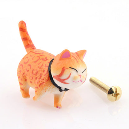 PVC+Brass Single Hole Furniture Handle Cute Cat Rotatable Drawer Wardrobe Cabinet Pull Handle, 25mm Screw