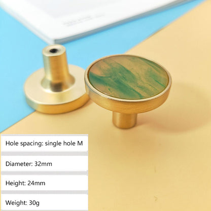Zinc Alloy Shell Marble Texture Furniture Round Handle Drawer Wardrobe Cabinet Door Knob, 22mm Screw