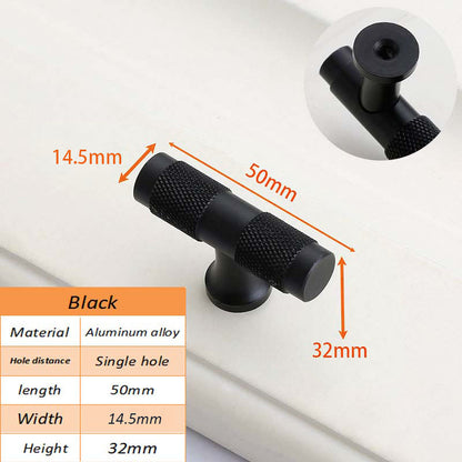 Closet T-Shape Bar Pull Handle Aluminum Profile Knob Kitchen Bedroom Cabinet Single Screw Hole Handle with 22mm Screw