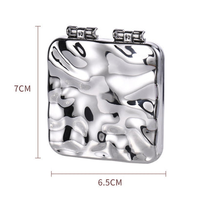 Mini Double Side ABS+Glass Electroplated Makeup Mirror Portable Folding Women Makeup Mirror