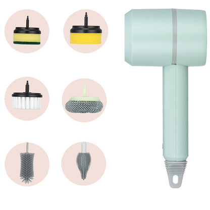 Electric Wireless Brush 3 Gears Cleaning Brush Strong Power Cleaning Tool with 6 Replaceable Brush Heads