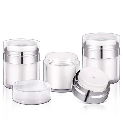 15ML Mini Size Airless Pump Jar Vacuum Bottle Container Travel Accessory for Makeup Cream, Lotions (Dual-Layer)