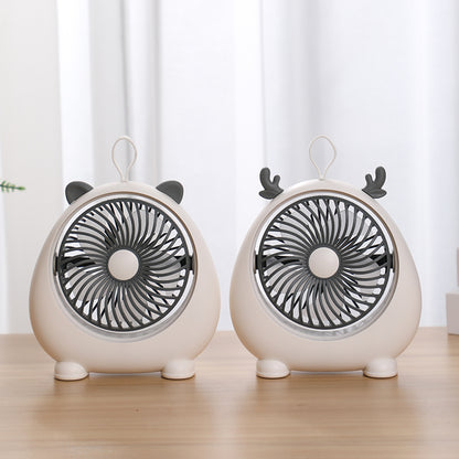 MEILISOON Rechargeable Summer Mini Desktop Fan Cooler Cute Cartoon 2-Speed Cooling Fan