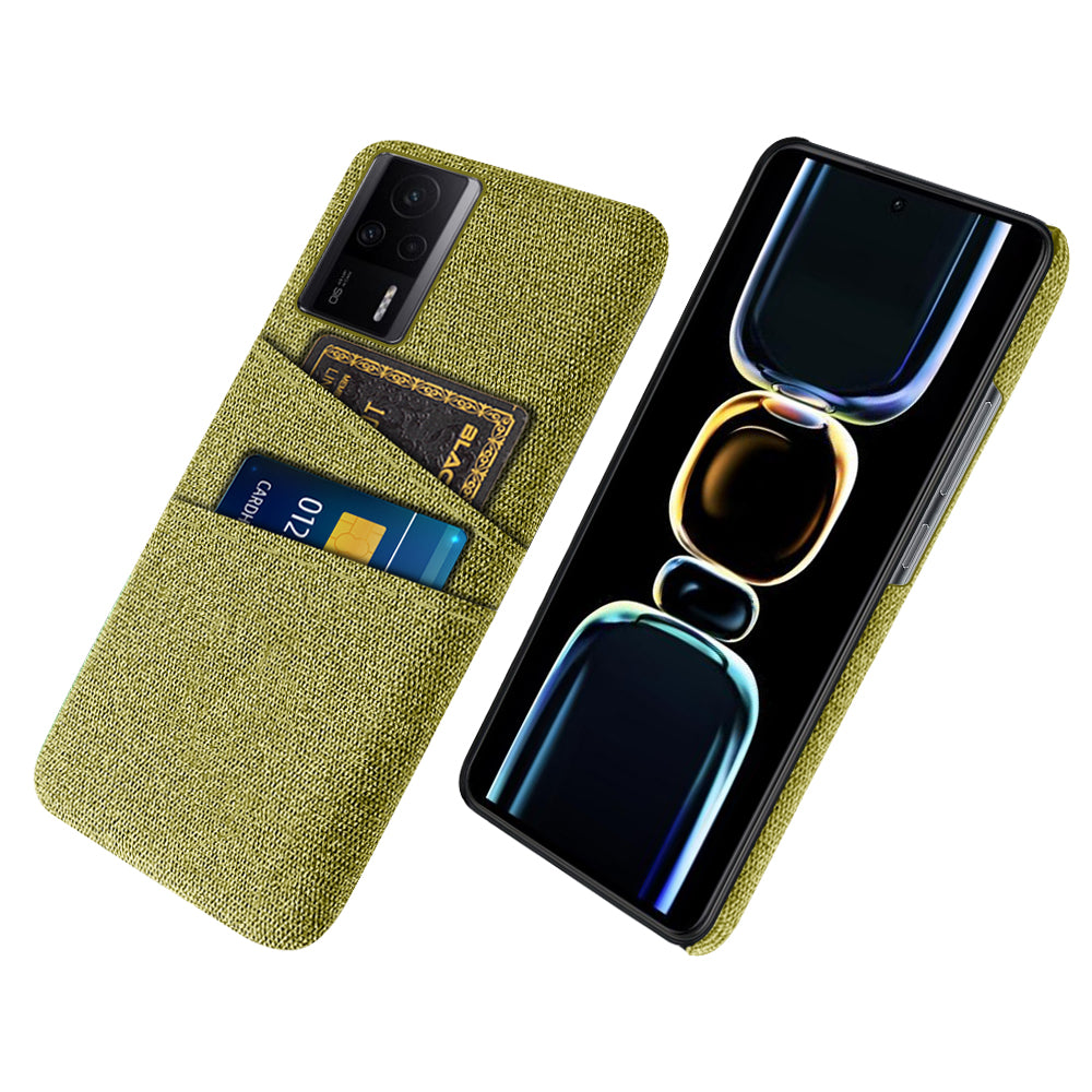 For Xiaomi Redmi K60E 5G Hard PC + Cloth Phone Case Shockproof Non-Slip Protective Cover with 2 Card Slots