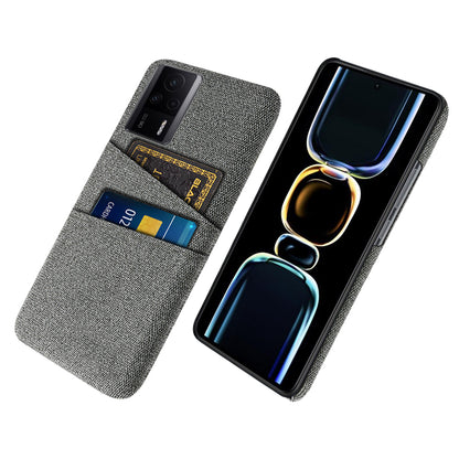 For Xiaomi Redmi K60E 5G Hard PC + Cloth Phone Case Shockproof Non-Slip Protective Cover with 2 Card Slots