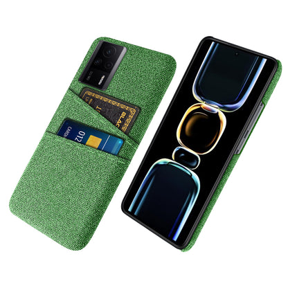For Xiaomi Redmi K60E 5G Hard PC + Cloth Phone Case Shockproof Non-Slip Protective Cover with 2 Card Slots