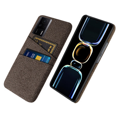 For Xiaomi Redmi K60E 5G Hard PC + Cloth Phone Case Shockproof Non-Slip Protective Cover with 2 Card Slots