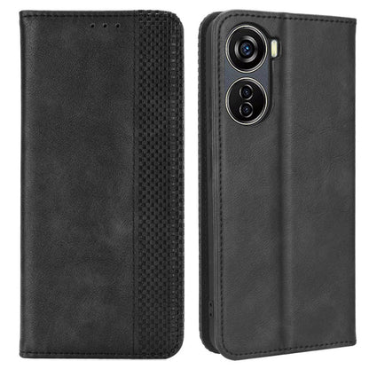 For ZTE Blade V40 Design PU Leather Stand Cell Phone Case Wallet Retro Phone Cover
